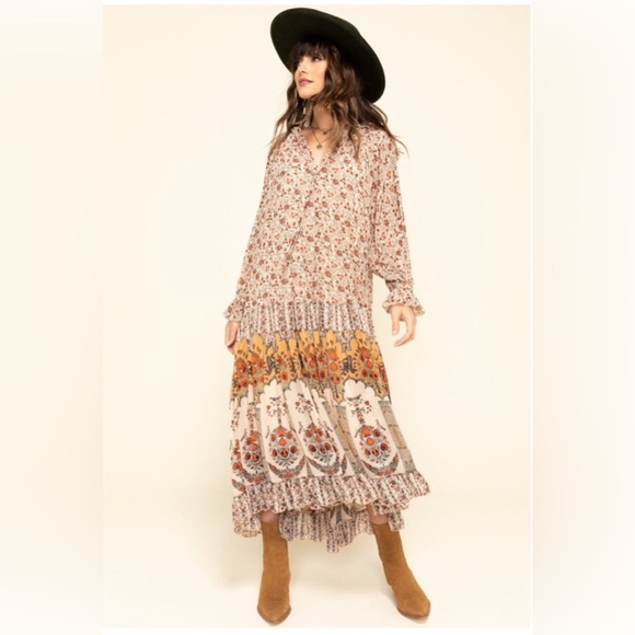 Free People Feeling Groovy Border Long Maxi Dress - Picture 3 of 13